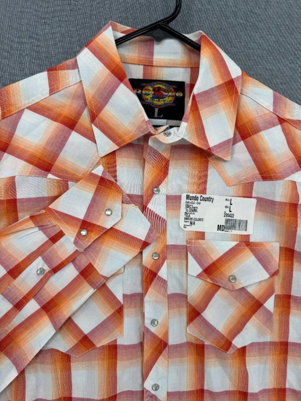 Rodeo Bravo Mundo Country Shirt Mens L Cowboy Western Pearl Snap NWT